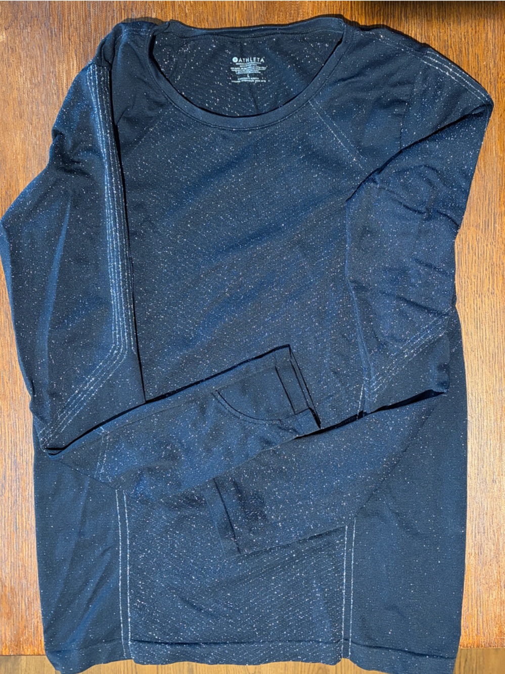 Athleta Black Long Sleeve Athletic Top with Subtle Speckle